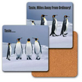 4" Square Coaster w/ 3D Lenticular Images of Penguins (Blank)